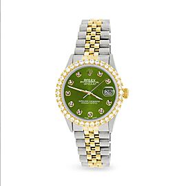 Rolex Datejust 36mm 2-Tone Watch 3.05ct Diamond Bezel/Royal Green Diamond Dial