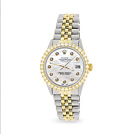 Rolex Datejust 36mm 2-Tone Watch 3.05ct Diamond Bezel/White MOP Diamond Dial