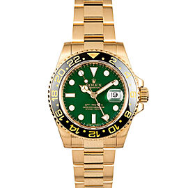 Rolex GMT Master II Men's Yellow Gold Automatic Green