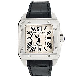 Cartier Santos 100 Midsize Silver Roman Dial Watch