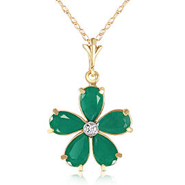 2.22 CTW 14K Solid Gold Necklace Natural Emerald Diamond