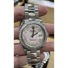 Rolex Datejust 41mm White Mother Of Pearl Roman Numeral Diamond Dial SS Watch