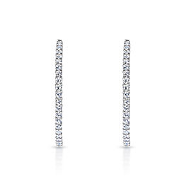 Anya 15 Carat Round Cut Diamond Hoops Earrings in 14k White Gold