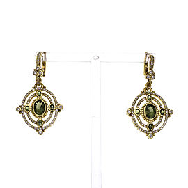 Judith Ripka Green Tourmaline Dangle Earrings Diamond 18k Gold
