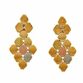 Vintage 1970 14k Tri Color Yellow White Rose Gold Milor Dangle Earrings