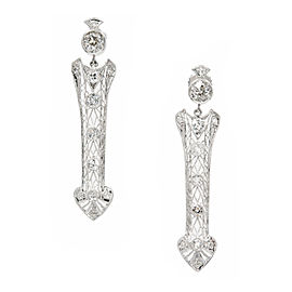 Platinum and Diamond Dangle Arrow Earrings