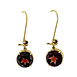 14K Rose Gold and Red Garnet Dangle Earrings