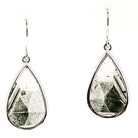 14K White Gold 14.46ct Clear Quartz with Tourmaline Dangle Earrings