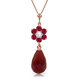 3.83 CTW 14K Solid Rose Gold Necklace Natural Ruby Diamond