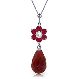3.83 CTW 14K Solid White Gold Necklace Natural Ruby Diamond