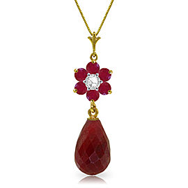 3.83 CTW 14K Solid Gold Necklace Natural Ruby Diamond
