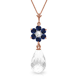 2.78 CTW 14K Solid Rose Gold Necklace Sapphire, White Topaz Diamond