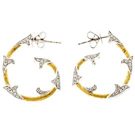 18K Yellow and White Gold 0.63ct Diamond Hoop Earrings
