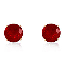 14K Solid Rose Gold Stud Earrings with Natural Ruby