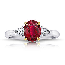 David Gross Oval Red Ruby and Diamond Ring