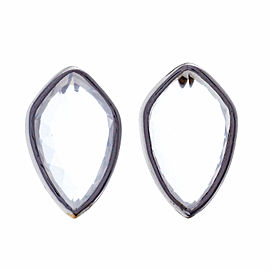 Designer JMP Hazy Clear Quartz 18k White Gold Earrings