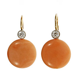 18K Rose Gold Diamond Coral Earrings