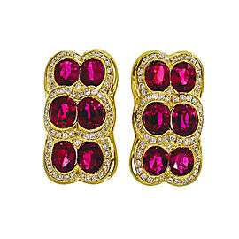 18K Yellow Gold 0.33ct Ruby and 0.76ct Diamond Earrings