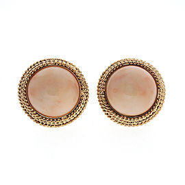 14K Yellow Gold with Rose Coral Earrings