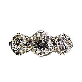 Vintage Art Deco 14k white gold 1.65ct Diamond 3 Stone Ring 1.71ct Side Diamonds