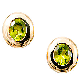 18K Yellow Gold & 4.10ct. Green Peridot Clip Post Earrings