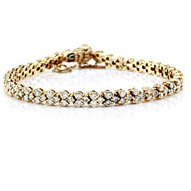 14K Yellow Gold 4.47ctw Diamond Heart Motif Tennis Bracelet