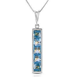 2.25 CTW 14K Solid White Gold Caution To Wind Blue Topaz Necklace