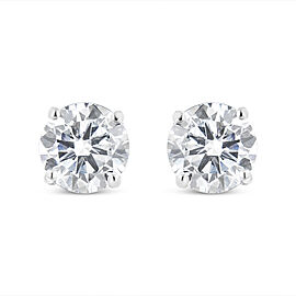 14K White Gold 3.0 Cttw 4-Prong Set Brilliant Round-Cut Solitaire Lab Grown Diamond Screwback Stud Earrings (G-H Color, VS2-SI1 Clarity)