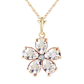 2.22 CTW 14K Solid Gold Heart Is Awake White Topaz Necklace