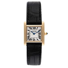 Cartier Tank Francaise Yellow Gold Black Strap Ladies Watch