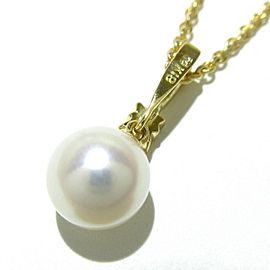 mikimoto 18K Yellow Gold Diamond Pearl Necklace LXJG-160