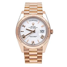 ROLEX DAY DATE 40 PRESIDENT WATCH ROSE GOLD WHITE ROMAN DIAL 228235