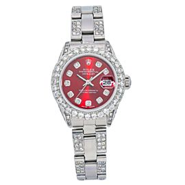 ROLEX LADY-DATEJUST 6917 26MM RED DIAMOND DIAL WITH DIAMONDS OYSTER BAND 5.25CT