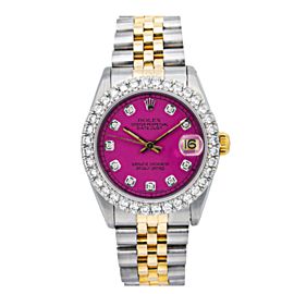 ROLEX DATEJUST MIDSIZE 31MM 68274 PINK DIAMOND DIAL AND BEZEL TWO TONE JUBILEE