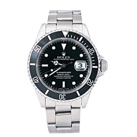 ROLEX SUBMARINER DATE WATCH 16610 40MM BLACK DIAL WITH STAINLESS STEEL BRACELET