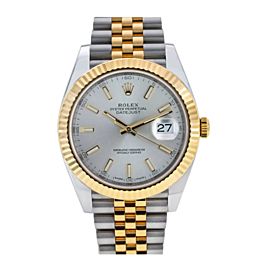 ROLEX DATEJUST 126333 41MM SILVER DIAL 18K YELLOW GOLD AND STEEL BRACELET