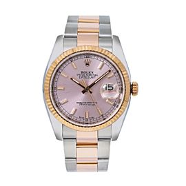 ROLEX DATEJUST 36MM WATCH STEEL AND ROSE GOLD 116231 OYSTER BRACELET PINK DIAL