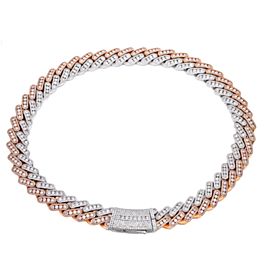14K ROSE AND WHITE GOLD CUBAN LINK CHAIN WITH DIAMONDS AND DIAMOND LOCK 52.10CT