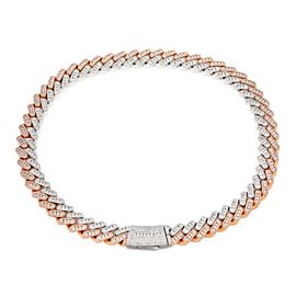 14K ROSE AND WHITE GOLD CUBAN LINK CHAIN WITH DIAMONDS AND DIAMOND LOCK 34.60CT