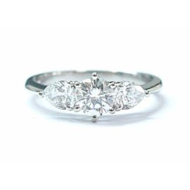 Platinum Round & Pear Shape Diamond Three-Stone Engagement Ring 1.16Ct