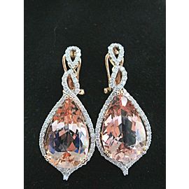 Morganites & Diamond Drop Earrings 14Kt Rose Gold 22.99Ct