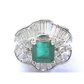 18Kt NATURAL Colombian Green Emerald & Diamond White Gold Jewelry Ring 4.23Ct