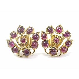 22Kt Gem Red Ruby Yellow Gold Stud Flower Earrings 8.00CT
