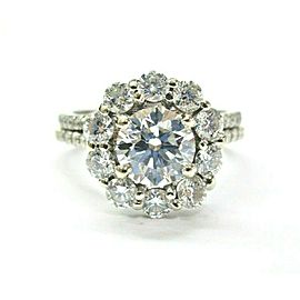 Round Diamond Halo Engagement Ring 14Kt White Gold 2.40CT H-VVS1 GIA