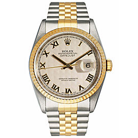 Rolex Datejust Ivory Pyramid Dial Mens Watch