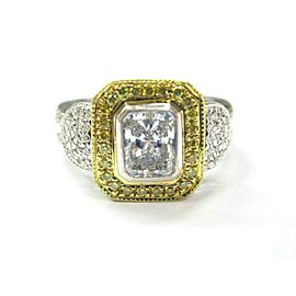 Radiant Diamond Engagement Ring Bezel Set 18Kt White Gold 1.21Ct