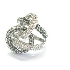 Black & White Diamond Overlapping Ring 18Kt White Gold 5.76Ct BIG RING