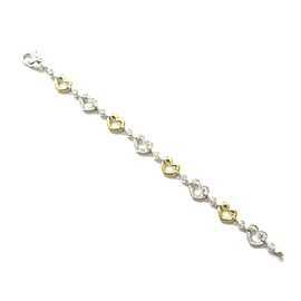 Two-Tone Diamond Heart Shape Bracelet 18Kt Gold 1.00Ct F-VS1 7"