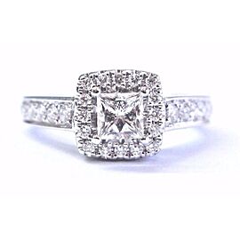 Fine Princess & Round Cut Diamond Engagement White Gold Square Ring 14Kt .92CT