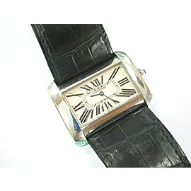 Cartier Divan Silver Women's Brown Strap Watch - 2599